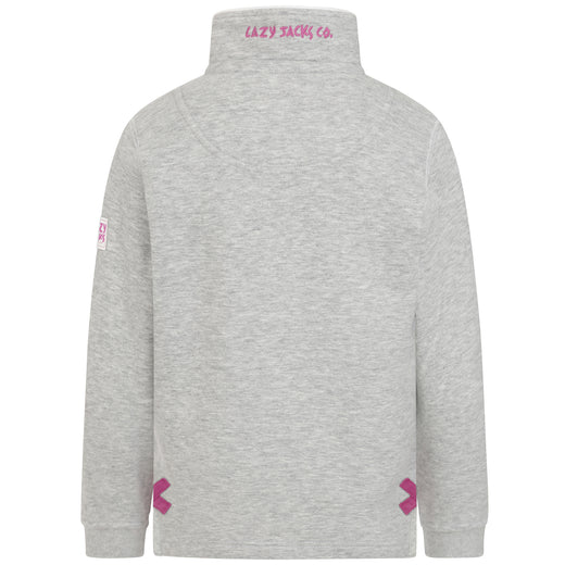 LJ3C - Girl's 1/4 Zip Sweatshirt - Grey Marl