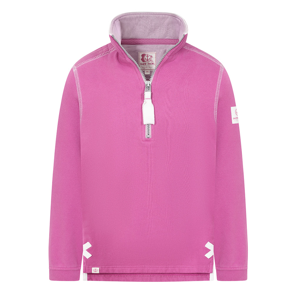 LJ3C  - Girls Quarter Zip Sweatshirt - Raspberry