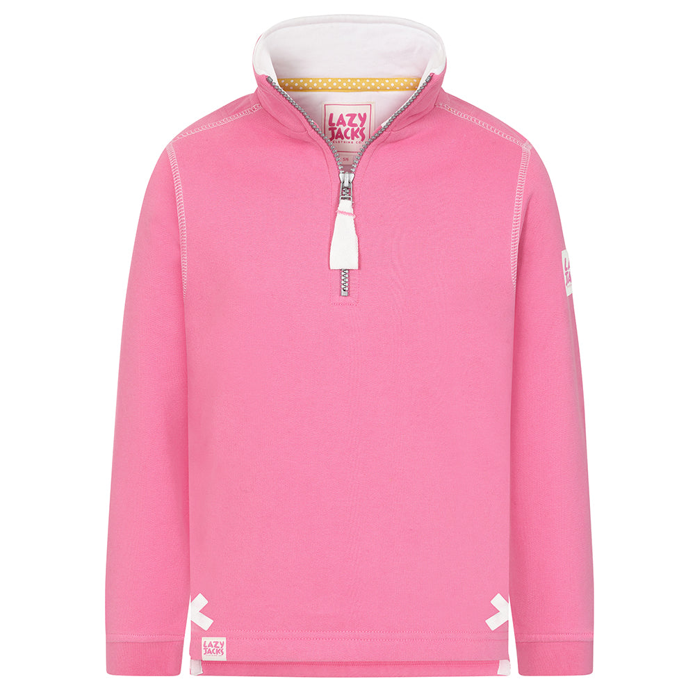 LJ3C - Girl's 1/4 Zip Sweatshirt - Salmon