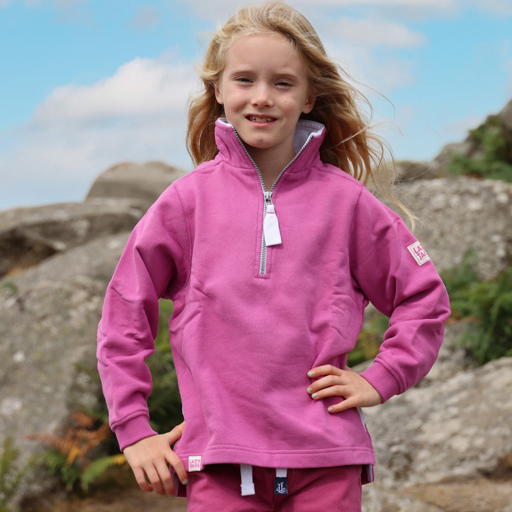 LJ3C - Girls Quarter Zip - Raspberry