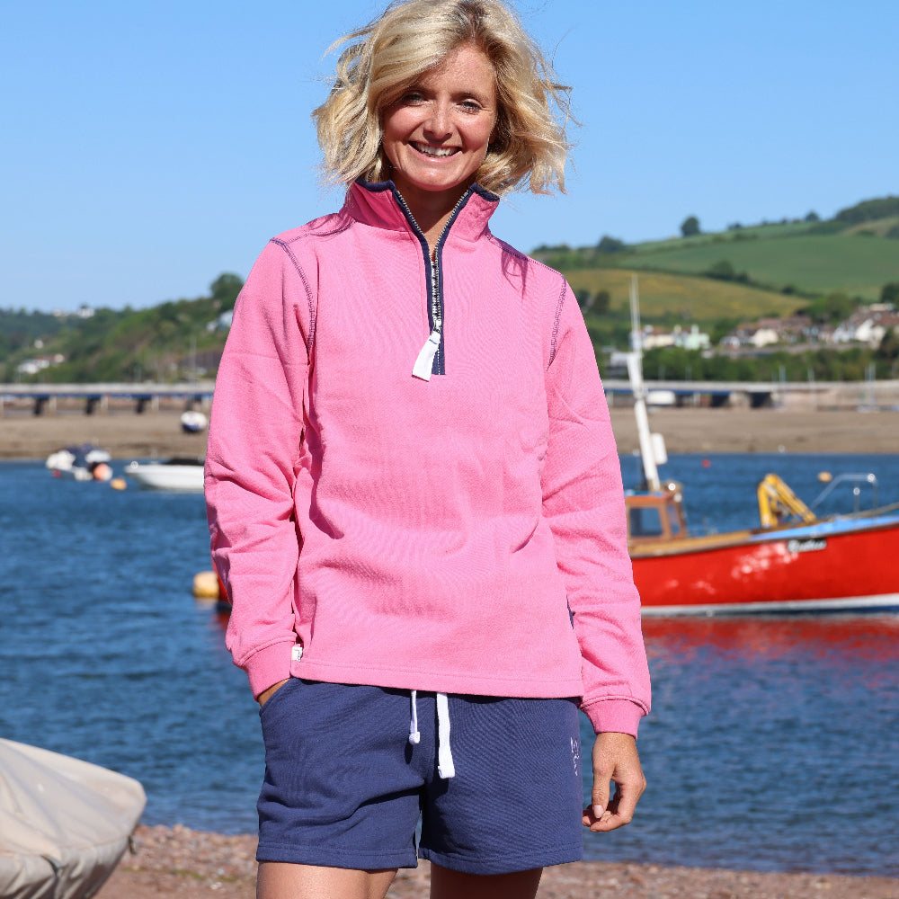 LJ3 - Ladies Quarter Zip Sweatshirt - Raspberry