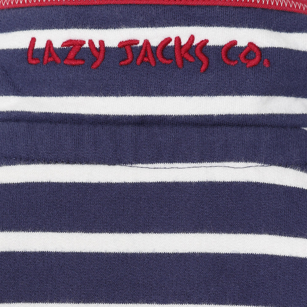 LJ51C - Boys Striped 1/4 Zip Sweatshirt - Marine