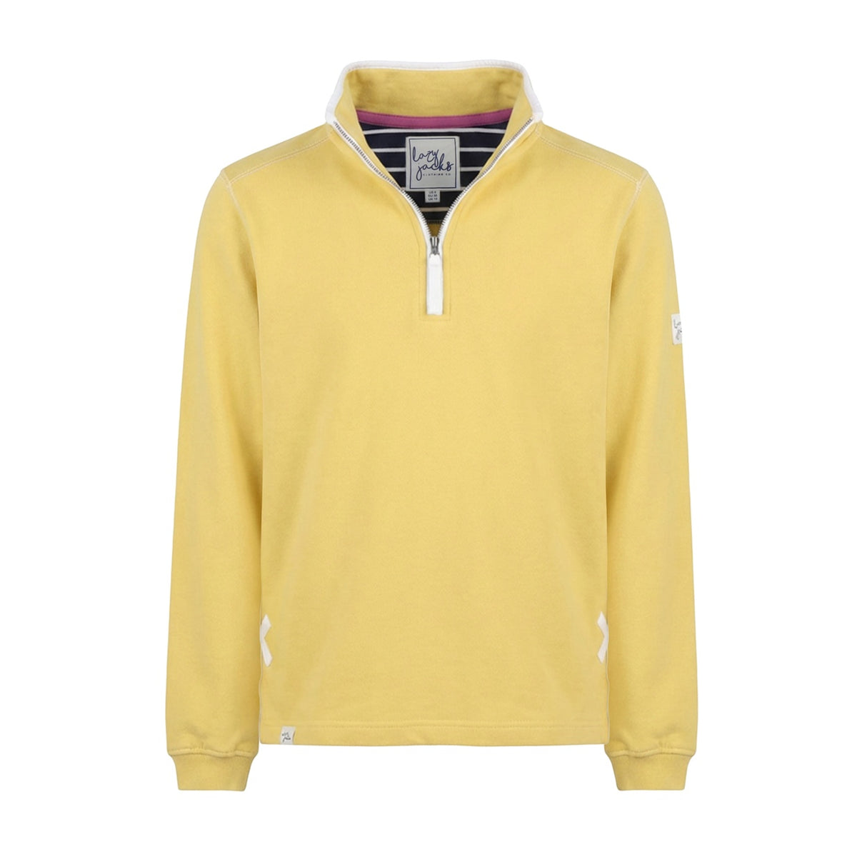 LJ3 - Supersoft 1/4 Zip Sweatshirt - Lemon With White Trim