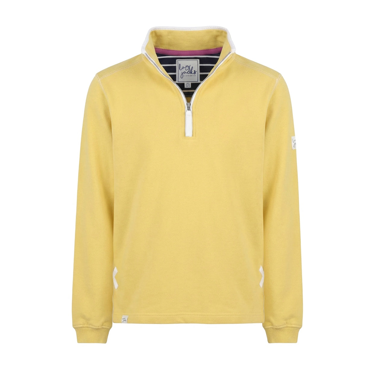 LJ3 - Supersoft 1/4 Zip Sweatshirt - Lemon With White Trim