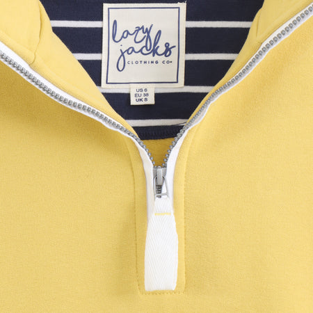 LJ3 - Supersoft 1/4 Zip Sweatshirt - Lemon With White Trim