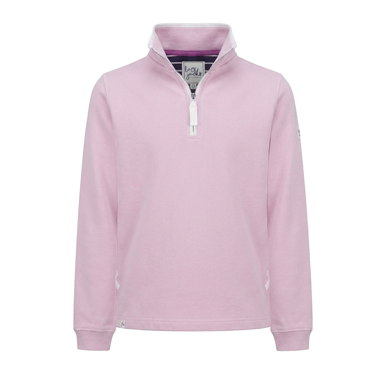 LJ3 - Supersoft 1/4 Zip Sweatshirt - Pink With White Trim