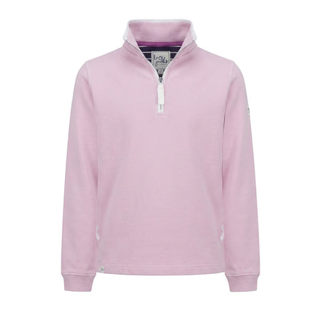 LJ3 - Supersoft 1/4 Zip Sweatshirt - Pink With White Trim