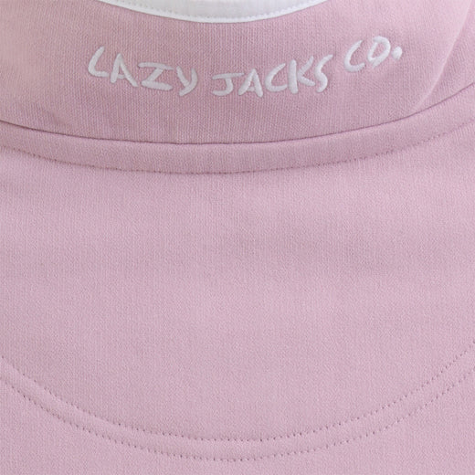 LJ3 - Supersoft 1/4 Zip Sweatshirt - Pink With White Trim