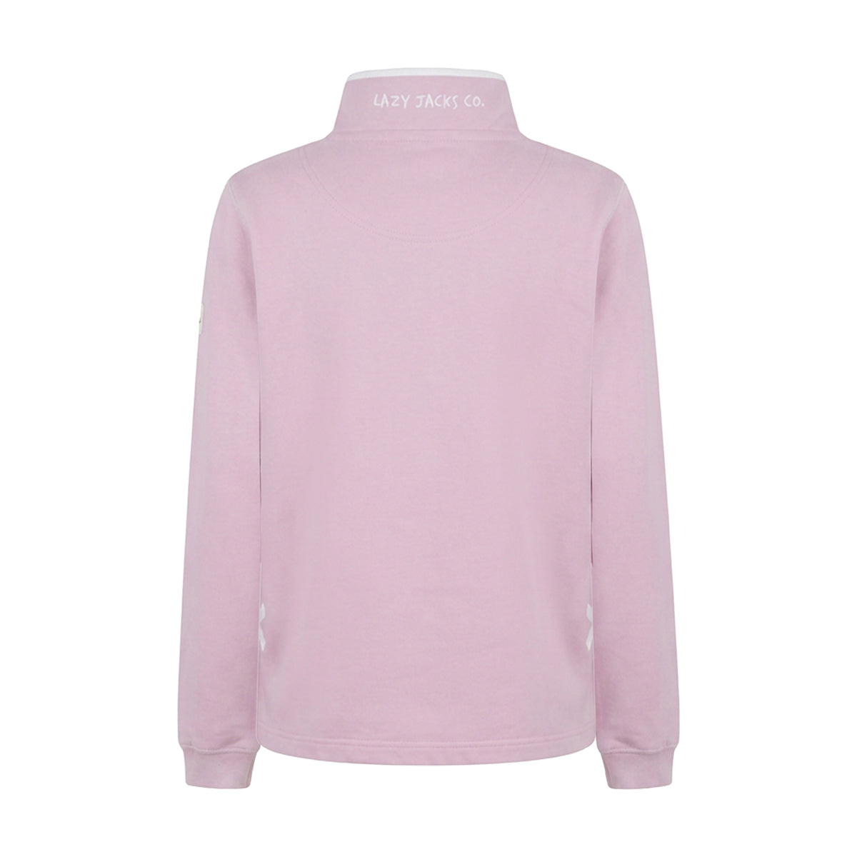 LJ3 - Supersoft 1/4 Zip Sweatshirt - Pink With White Trim