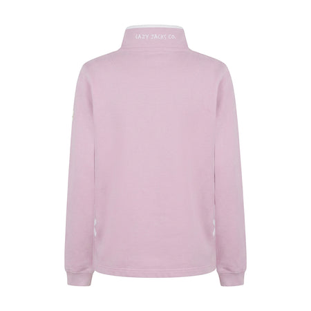 LJ3 - Supersoft 1/4 Zip Sweatshirt - Pink With White Trim
