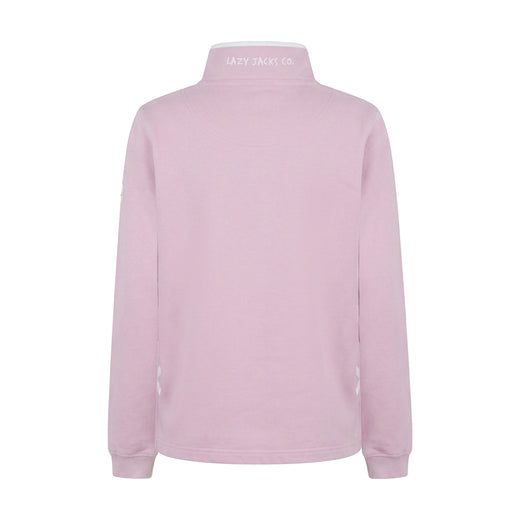 LJ3 - Supersoft 1/4 Zip Sweatshirt - Pink With White Trim