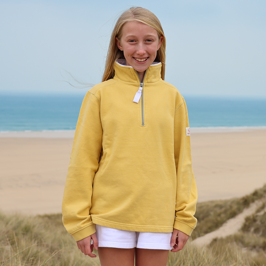 LJ3C - Girl's 1/4 Zip Sweatshirt - Lemon