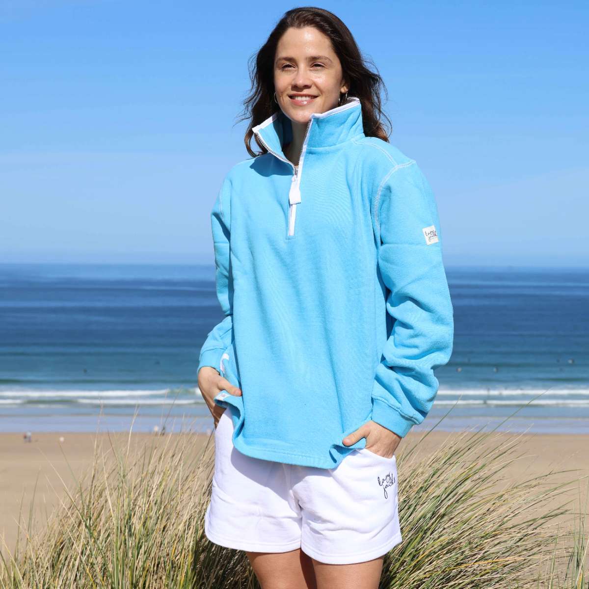 LJ3 - Ladies 1/4 Zip Sweatshirt - Turquoise