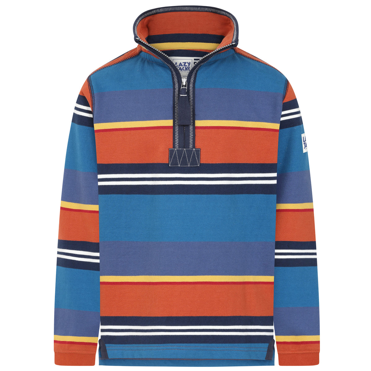 LJ40SC - Boy's Striped Quarter Zip - Grey