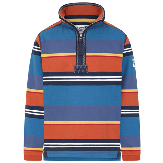 LJ40SC - Boy's Striped Quarter Zip - Grey