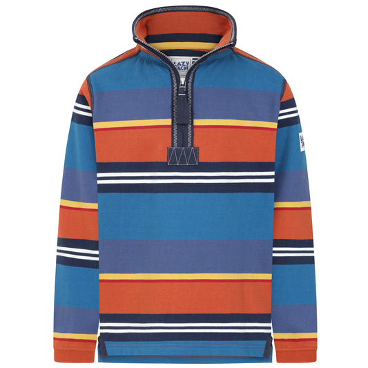 LJ40SC - Boy's Striped Quarter Zip - Grey