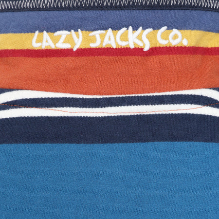 LJ40SC - Boy's Striped Quarter Zip - Grey