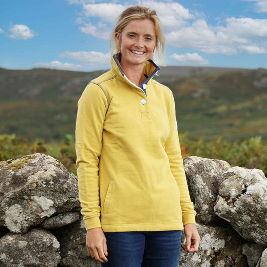 LJ5 - Ladies' Button Neck Sweatshirt - Heather