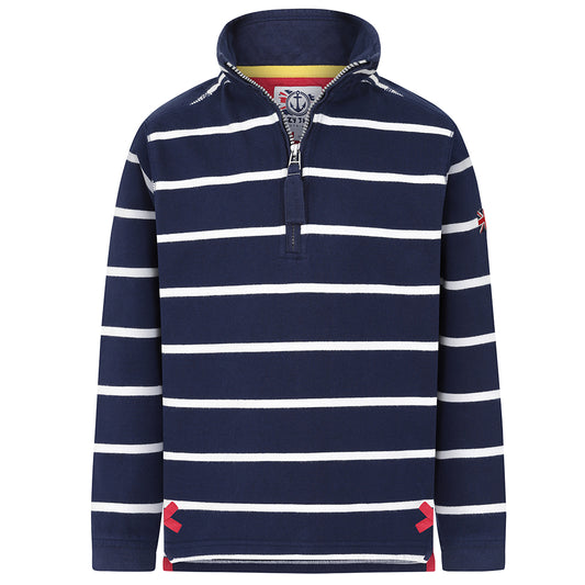 LJ51C - Boys 1/4 Zip Striped Sweatshirt - Marine
