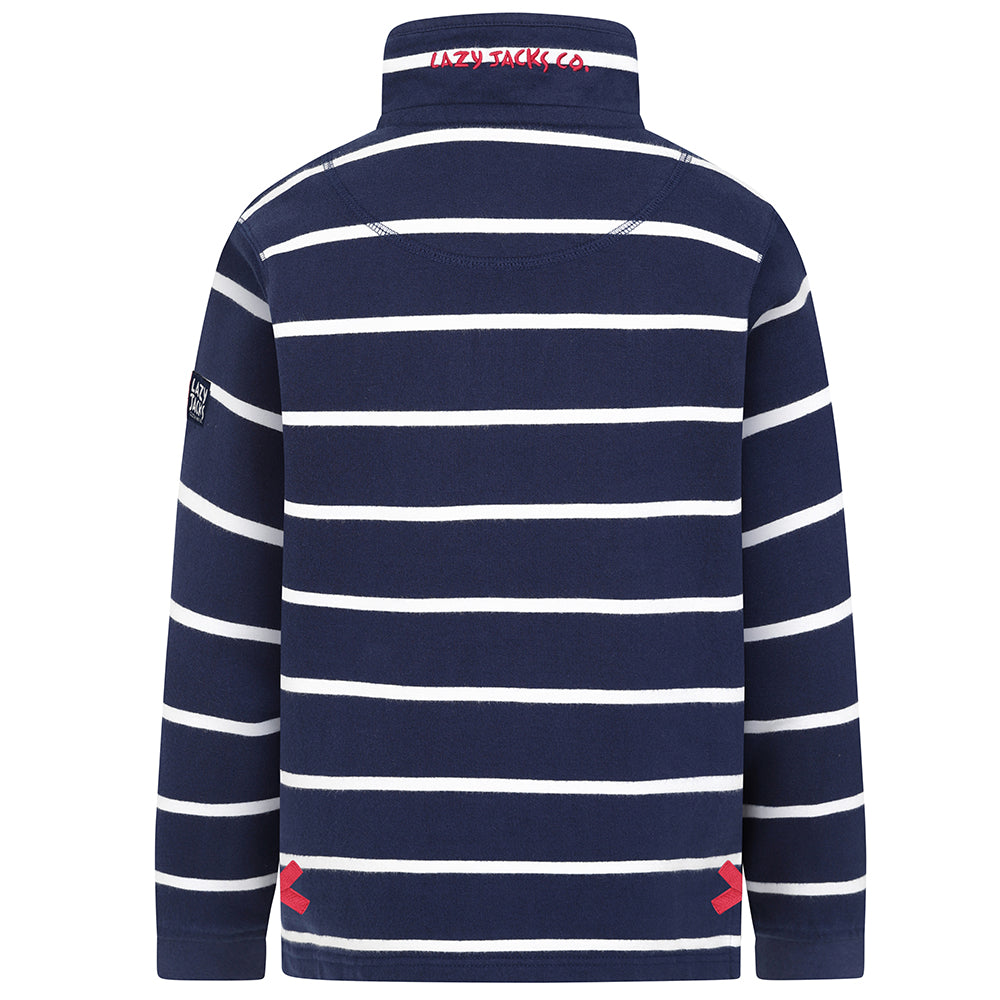 LJ51C - Boys 1/4 Zip Striped Sweatshirt - Marine