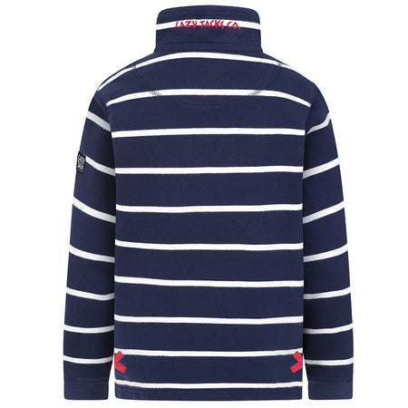 LJ51C - Boys 1/4 Zip Striped Sweatshirt - Marine