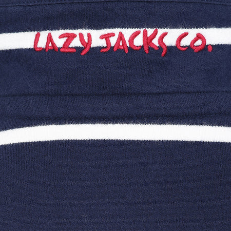 LJ51C - Boys 1/4 Zip Striped Sweatshirt - Marine