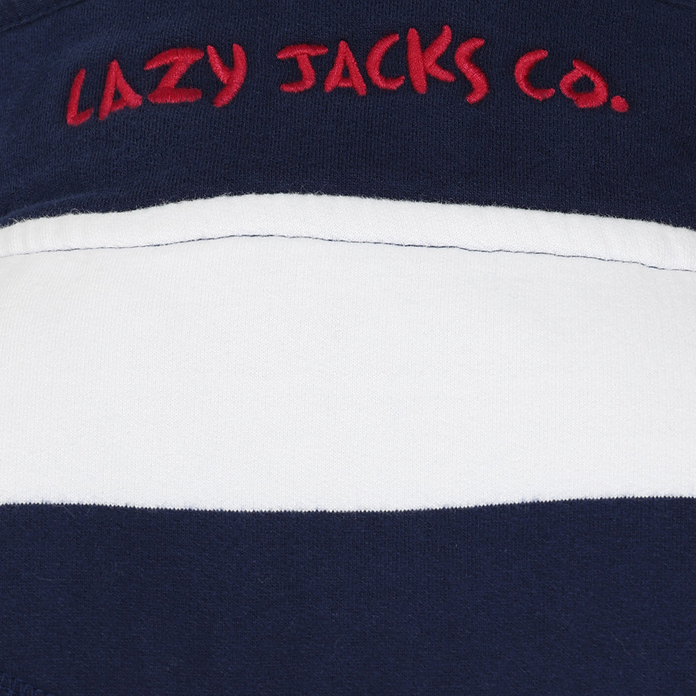 LJ51 - Striped Sweatshirt - Marine and White