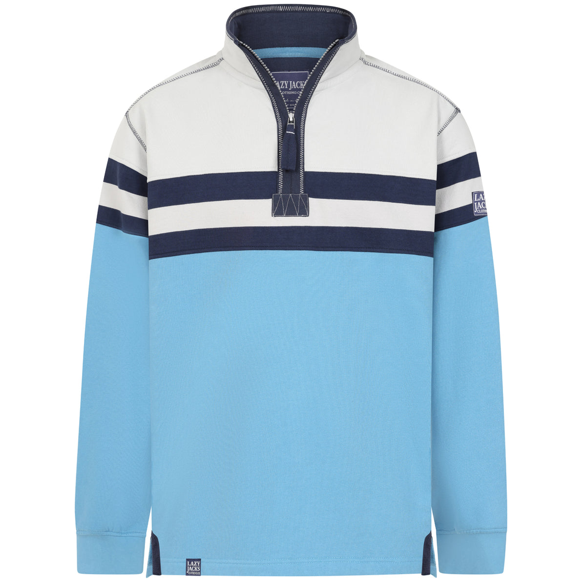 LJ51 - Men's Striped 1/4 Zip Sweatshirt - Ocean