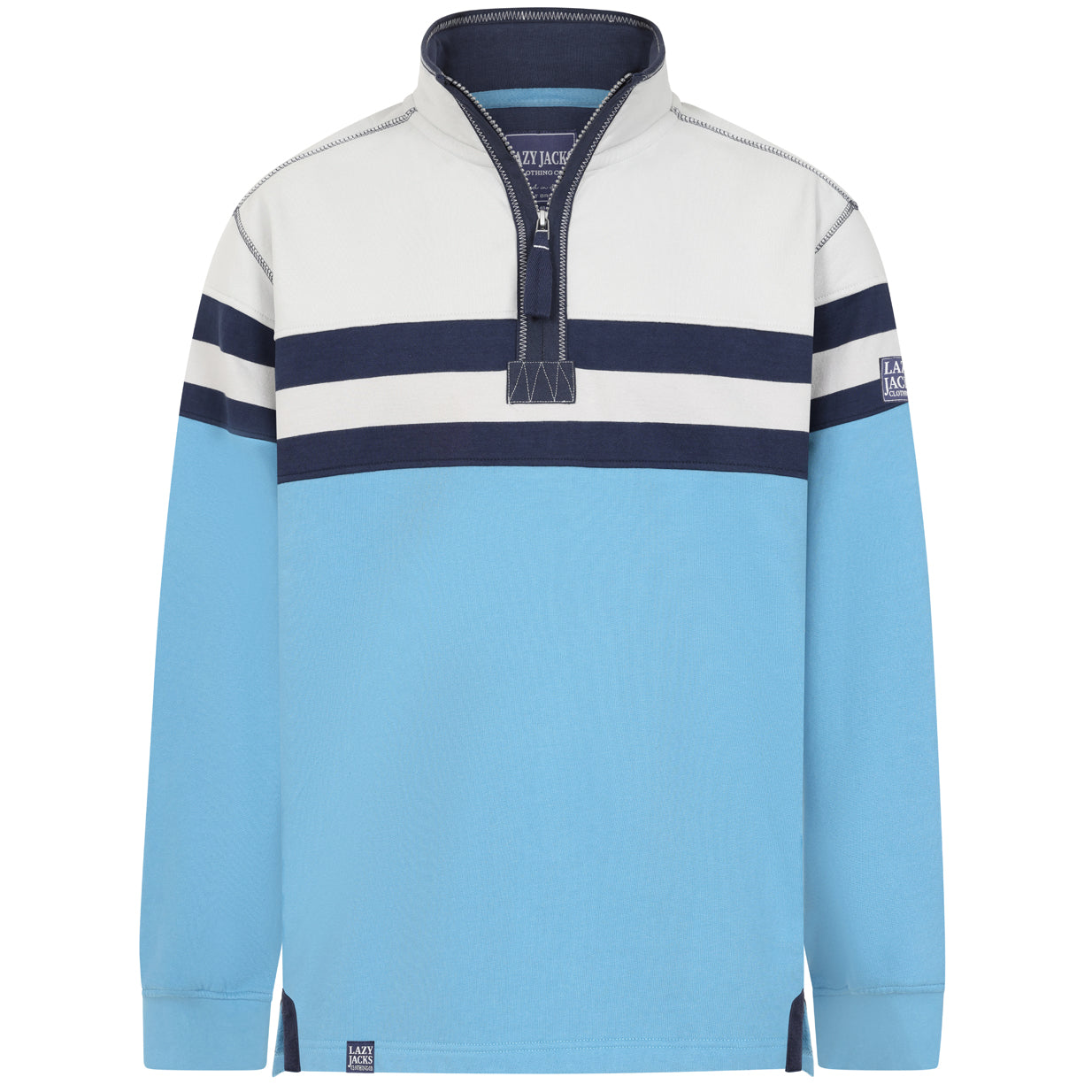 LJ51 - Men's Striped 1/4 Zip Sweatshirt - Ocean