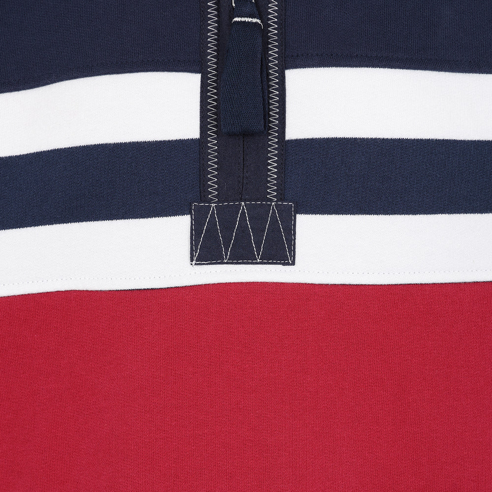 LJ51 - Men's Striped 1/4 Zip Sweatshirt - Rouge