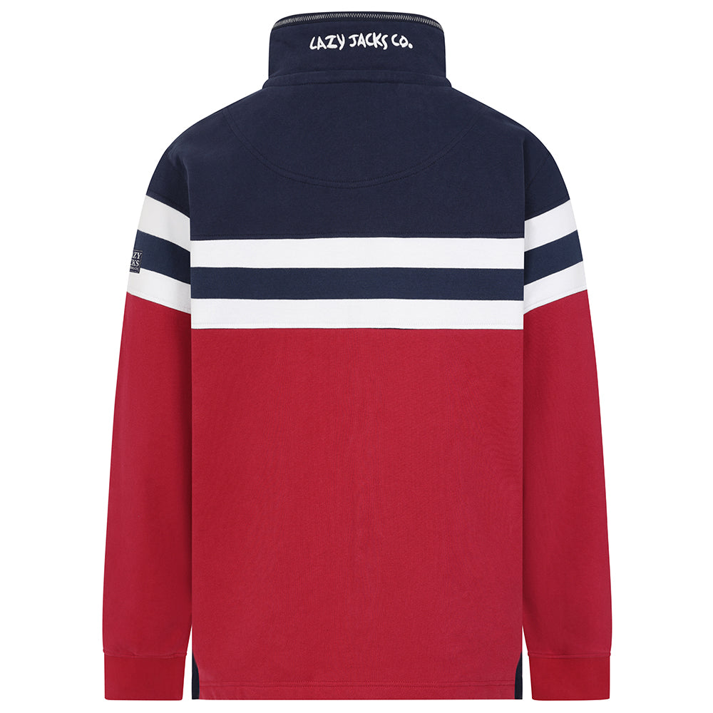 LJ51 - Men's Striped 1/4 Zip Sweatshirt - Rouge