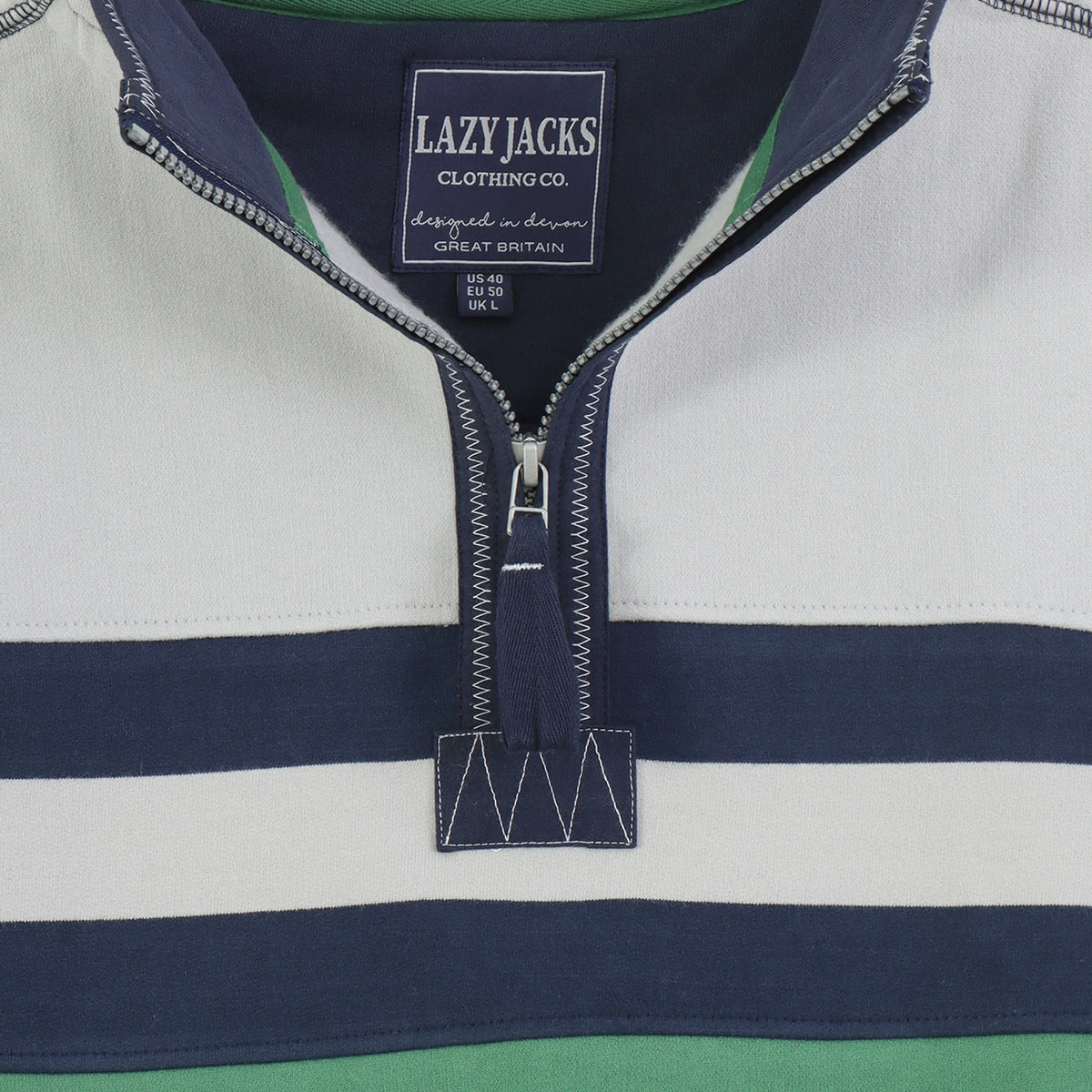 LJ51 - Men's Striped 1/4 Zip Sweatshirt - Seaweed