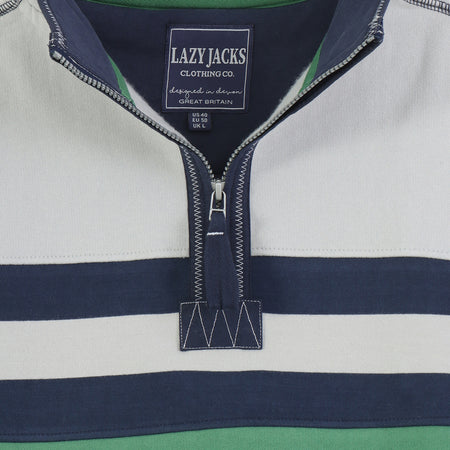LJ51 - Men's Striped 1/4 Zip Sweatshirt - Seaweed
