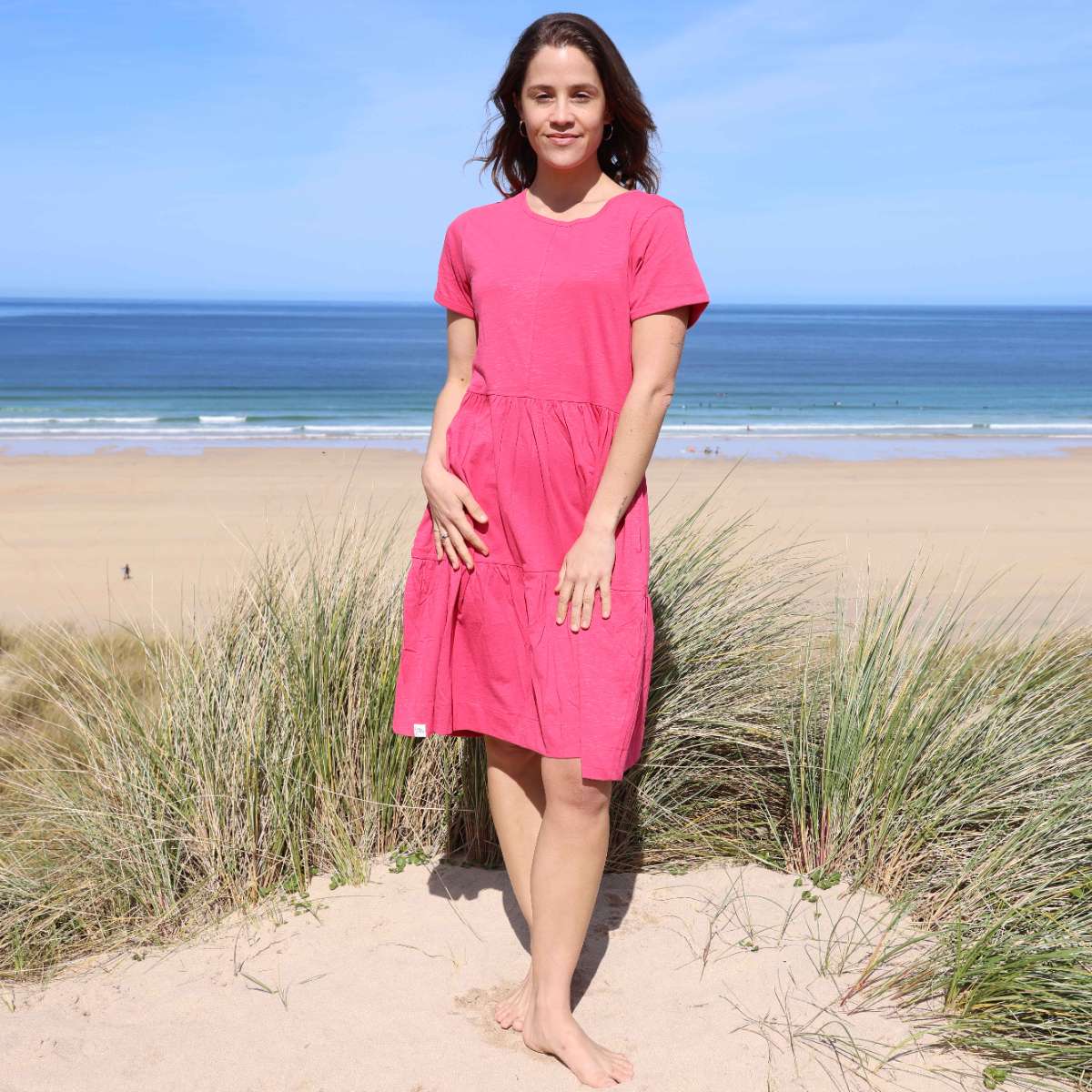LJ524 - Ladies Tiered Dress - Cherry