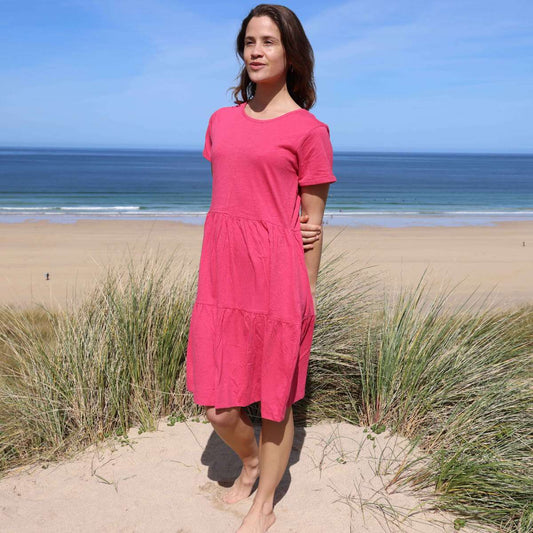 LJ524 - Ladies Tiered Dress - Cherry