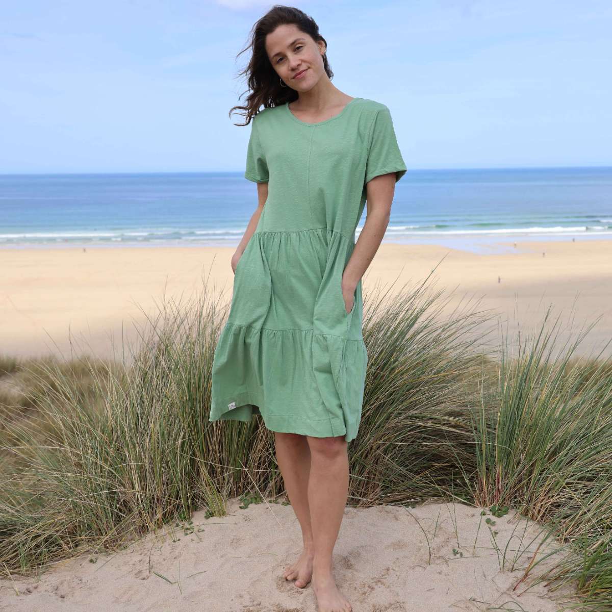 LJ524 - Ladies Tiered Dress - Grass