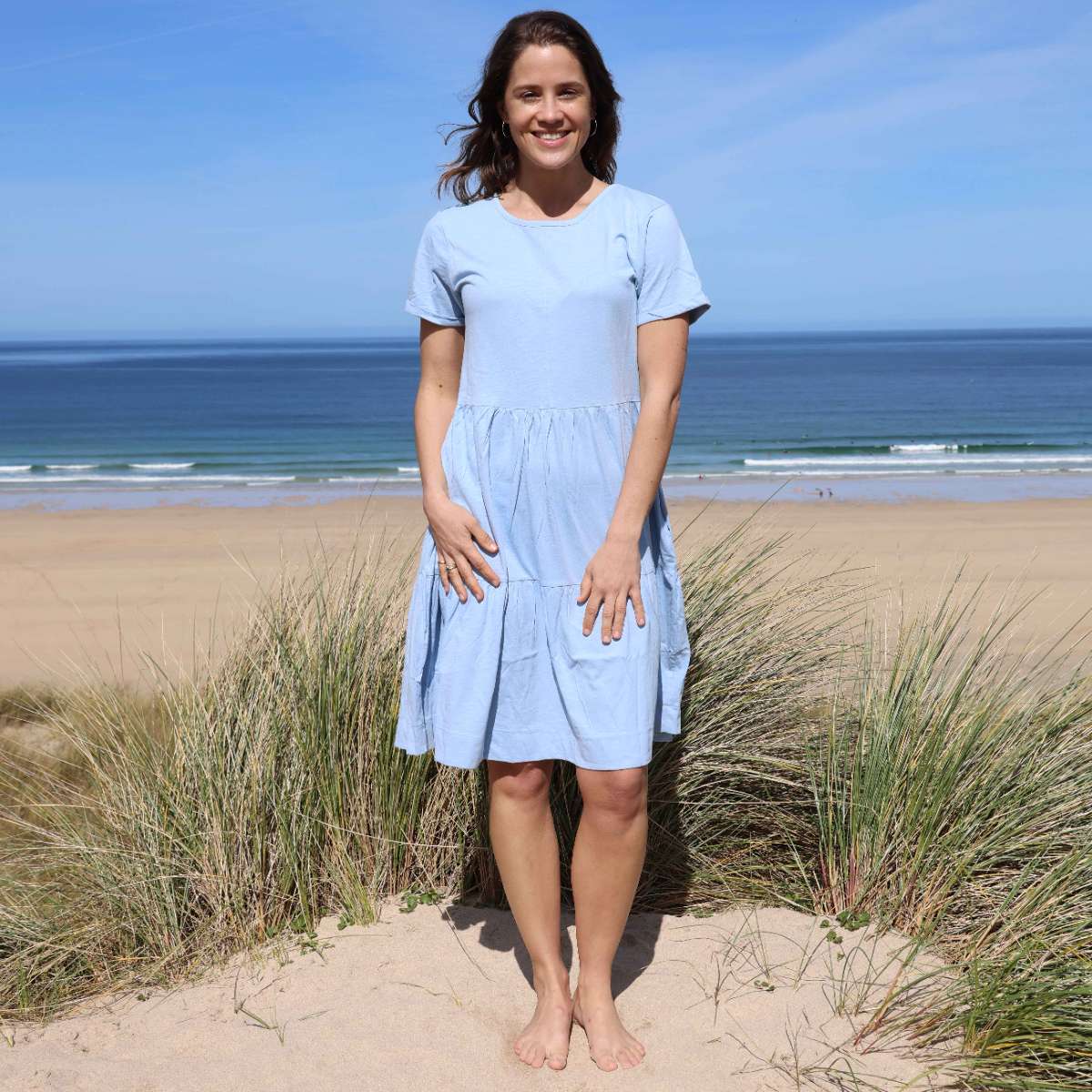 LJ524 - Ladies Tiered Dress - Sky