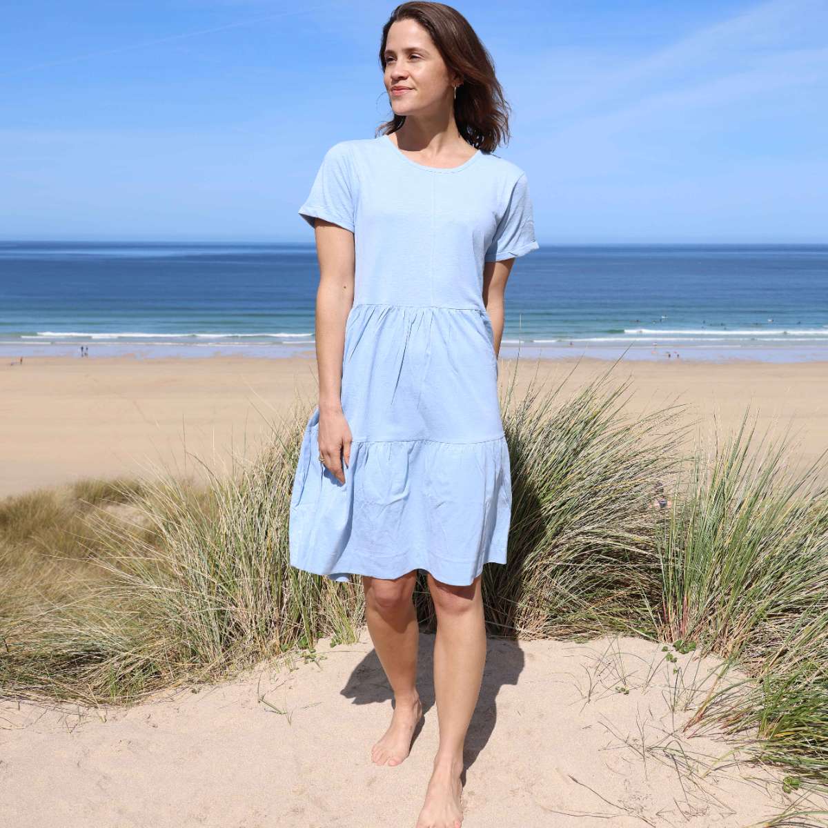 LJ524 - Ladies Tiered Dress - Sky