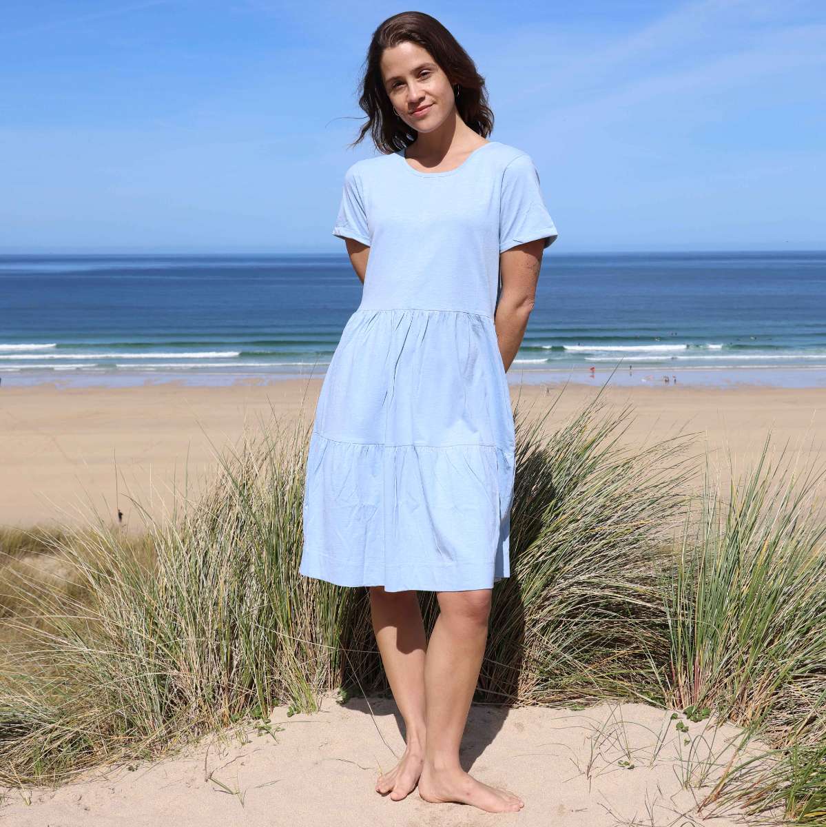 LJ524 - Ladies Tiered Dress - Sky