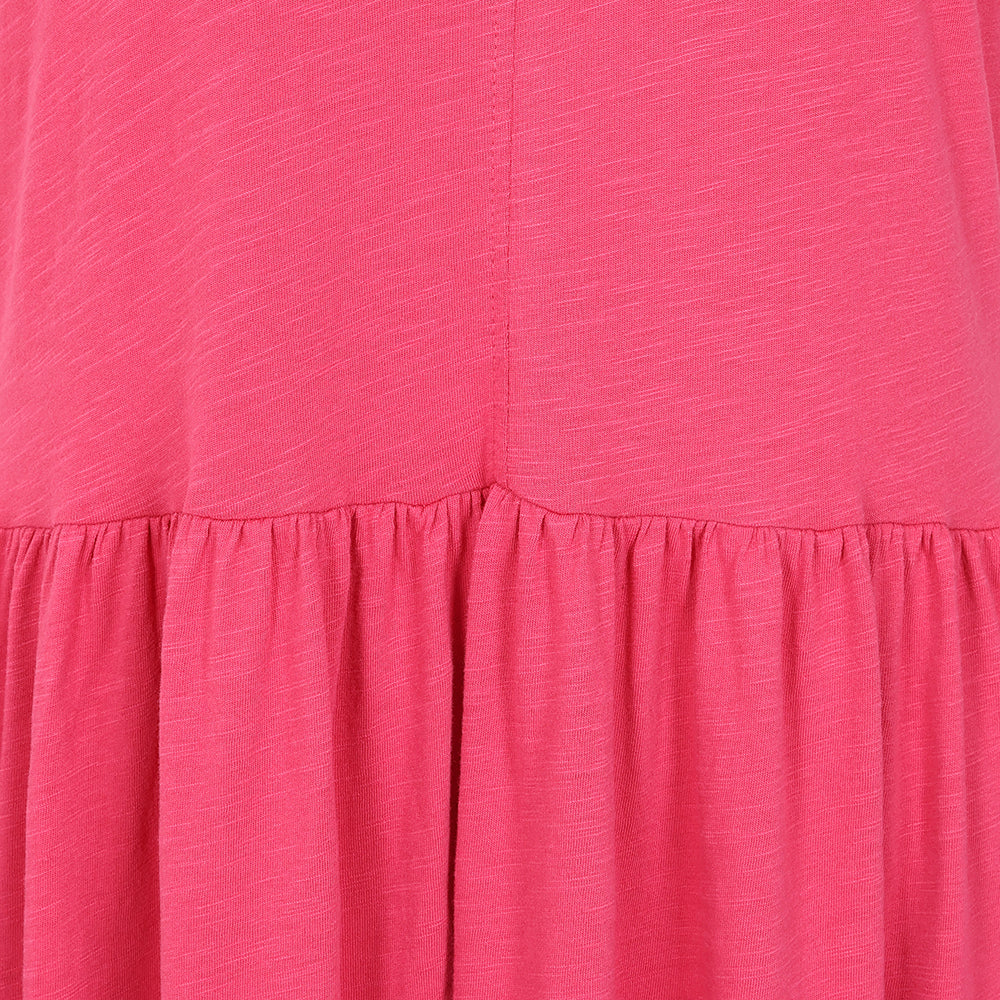 LJ525 - Ladies Long Gathered Dress - Cherry