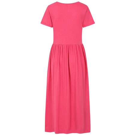 LJ525 - Ladies Long Gathered Dress - Cherry