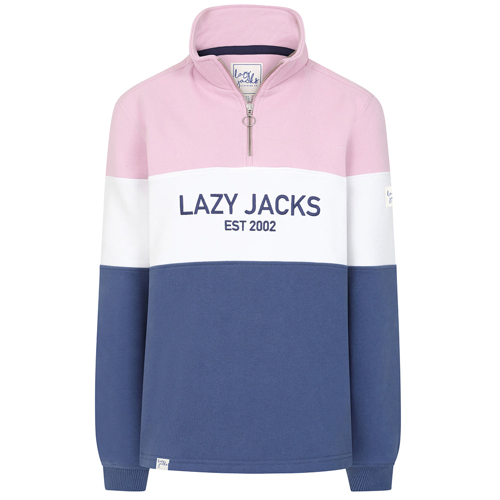 LJ322 - Ladies Quarter Zip Sweatshirt - Pink/ Denim