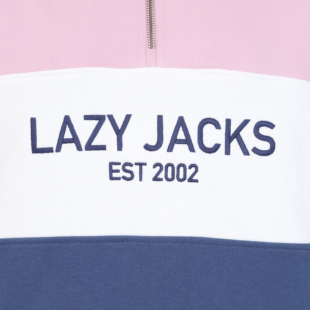 LJ322 - Ladies Quarter Zip Sweatshirt - Pink/ Denim