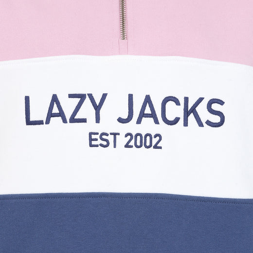 LJ322 - Ladies Quarter Zip Sweatshirt - Pink/ Denim