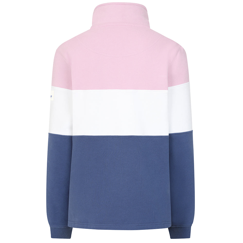 LJ322 - Ladies Quarter Zip Sweatshirt - Pink/ Denim