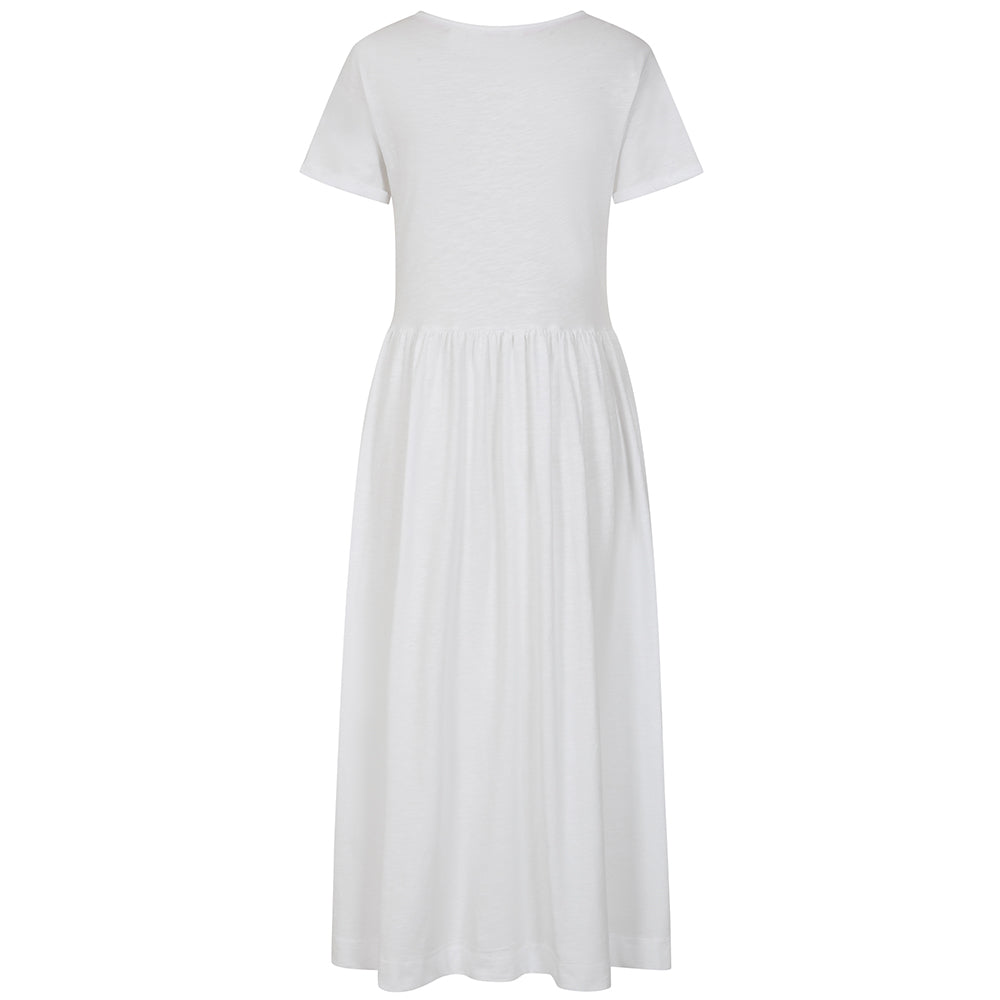 LJ525 - Ladies Long Gathered Dress - White