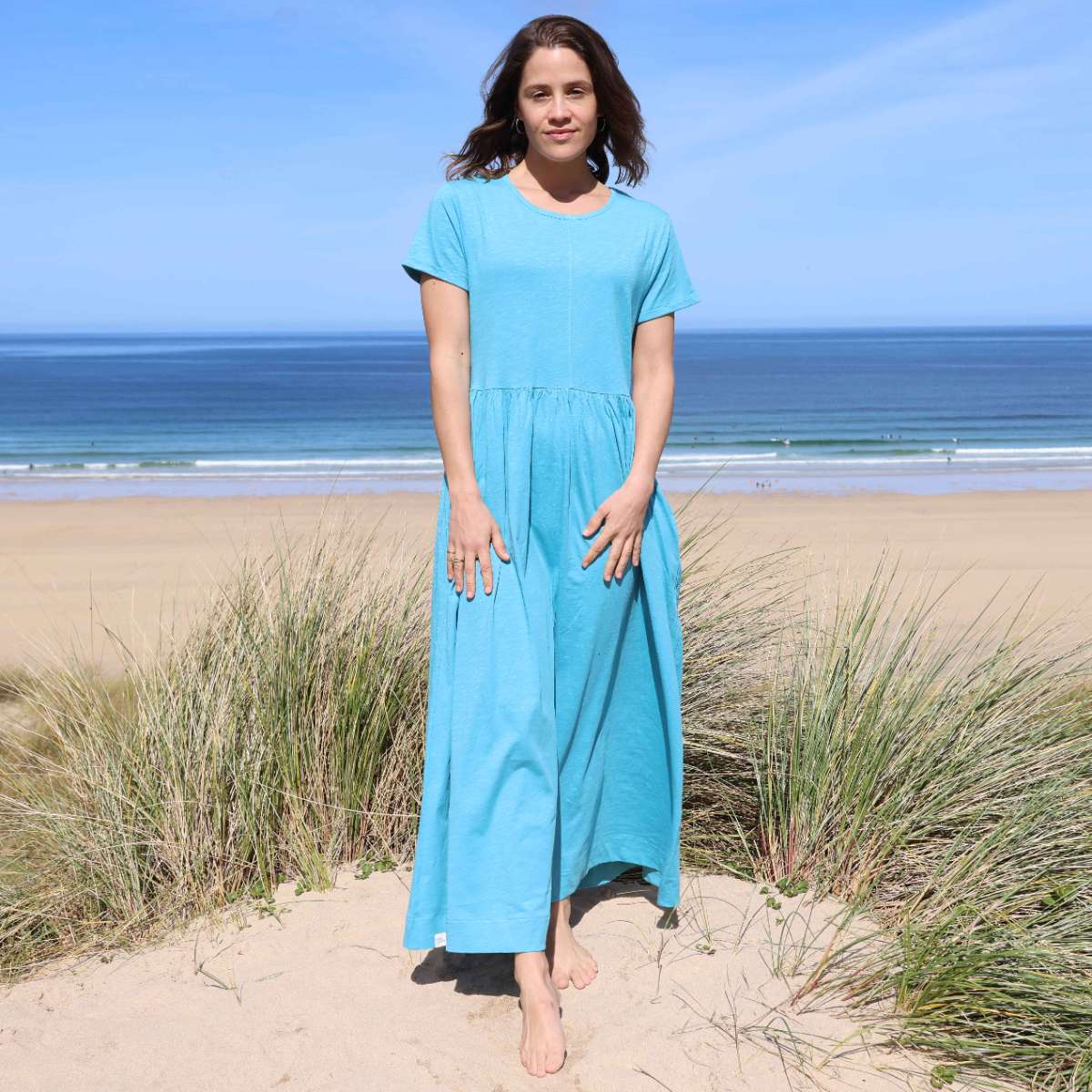 LJ525 - Ladies Long Gathered Dress - Spearmint