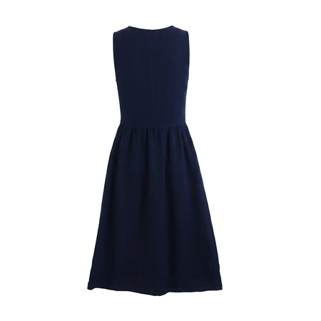 LJ526  - Long Linen Dress - Midnight