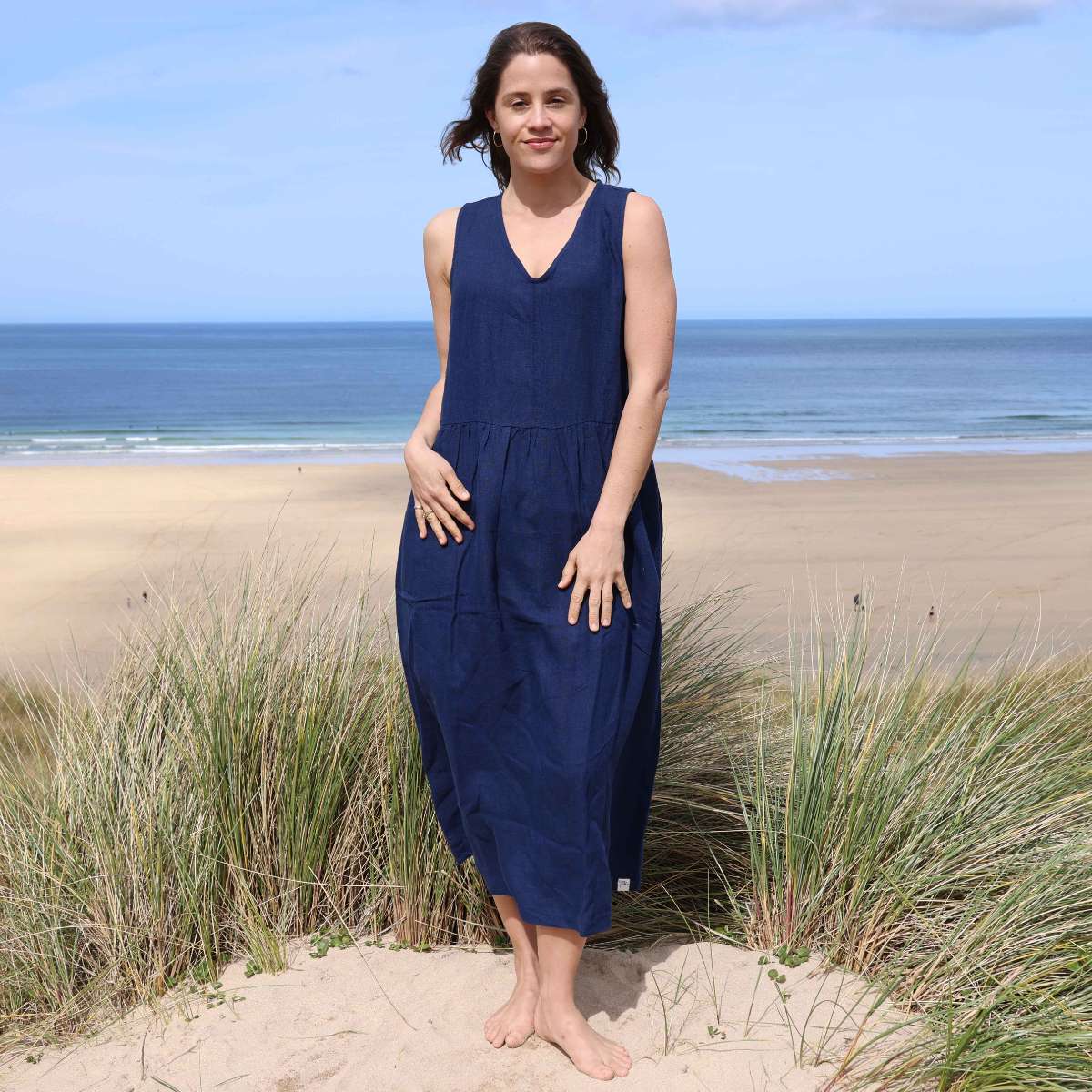 LJ526 - Long Linen Dress - Twilight