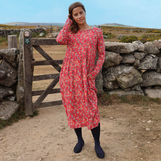 LJ534 - Printed Midi Dress - Garland Flowers